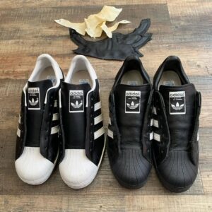 スーパースターの履き口張替え　ブラックとホワイト